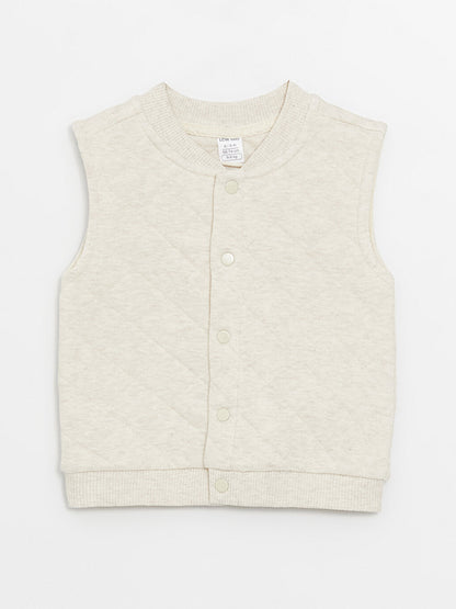 Crew Neck Self Patterned Baby Boy Vest