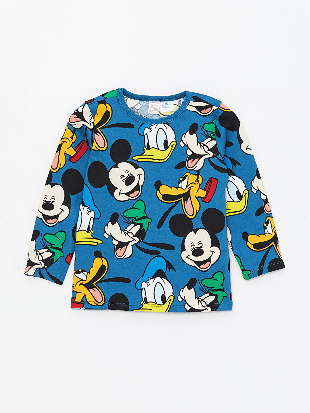 Crew Neck Mickey Mouse Printed Baby Boy T-Shirt and Tracksuit Bottom 2-Piece Set