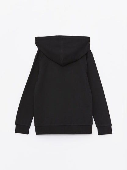 Hooded Basic Long Sleeve Boy's Zipper Sweatshirt