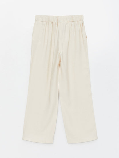 Straight Wide Leg Women's Trousers with Elastic Waist