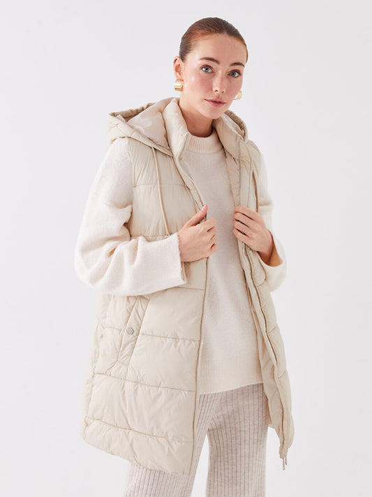 Women's Hooded Plain Puffer Vest