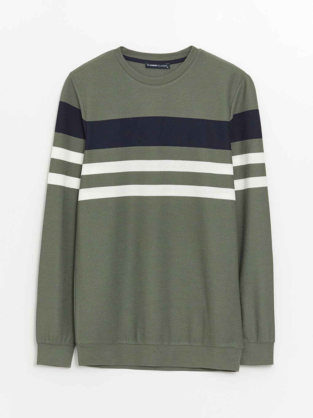 Crew Neck Long Sleeve Striped Men's Sweatshirt