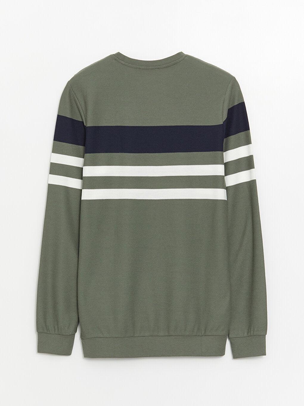 Crew Neck Long Sleeve Striped Men's Sweatshirt