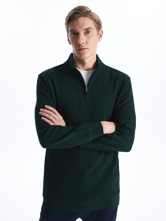 High Collar Long Sleeve Men's Zipper Sweatshirt