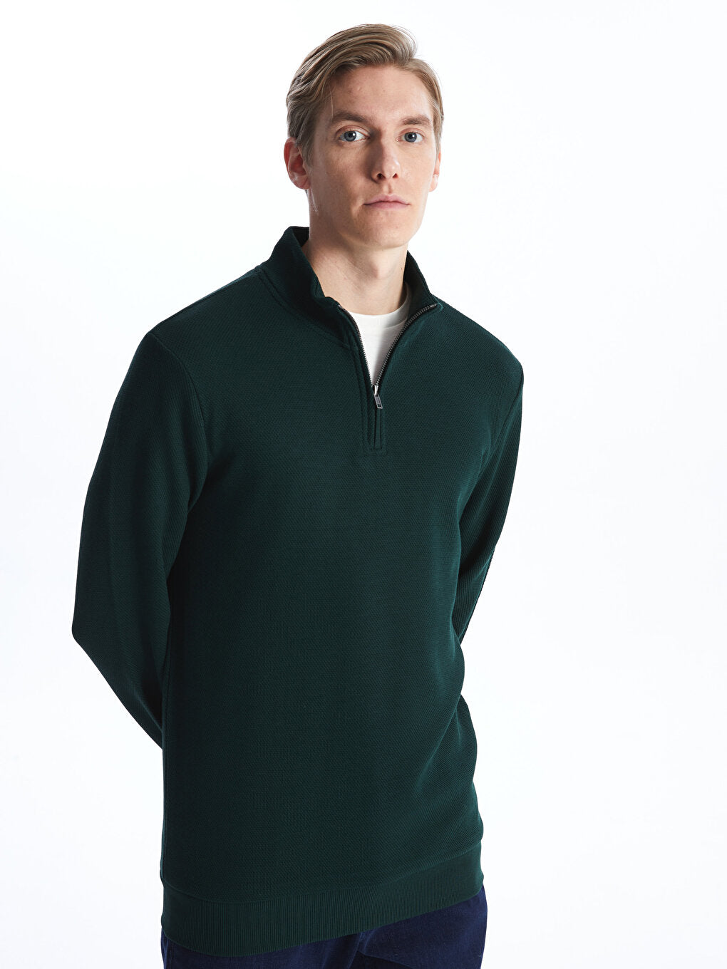 High Collar Long Sleeve Men's Zipper Sweatshirt