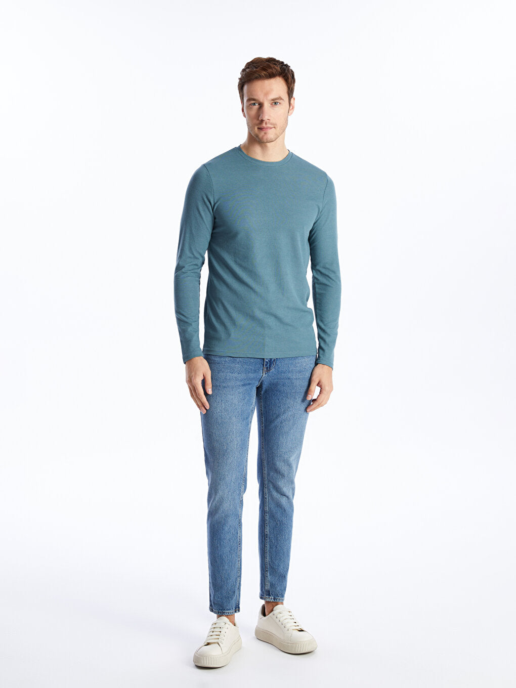 Crew Neck Long Sleeve Men's Knitwear Sweater