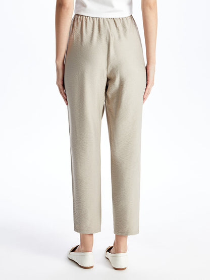 Carrot Cut Women's Trousers with Elastic Waist