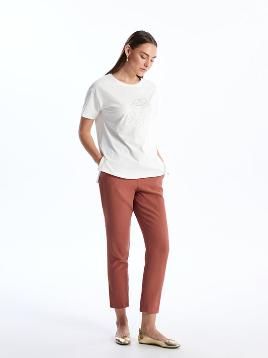 Carrot Cut Women's Trousers with Elastic Waist