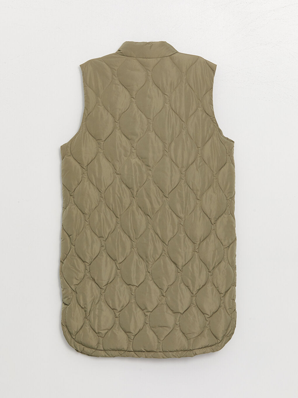 High Collar Self Patterned Women's Puffer Vest