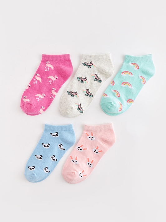 Patterned Girl's Booties Socks 5-pack