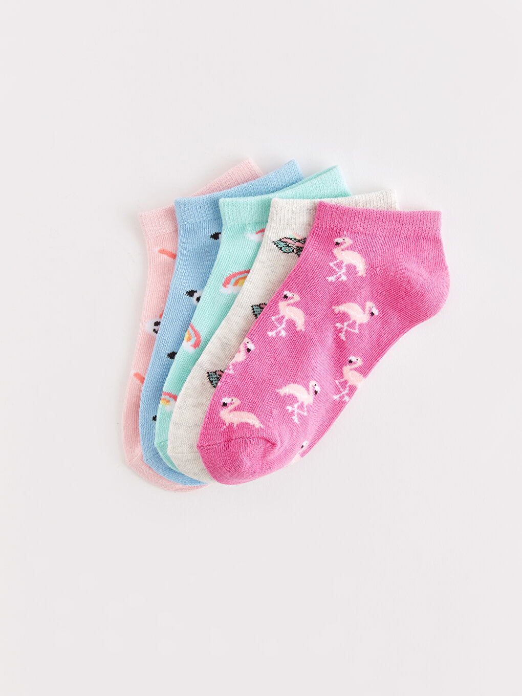 Patterned Girl's Booties Socks 5-pack