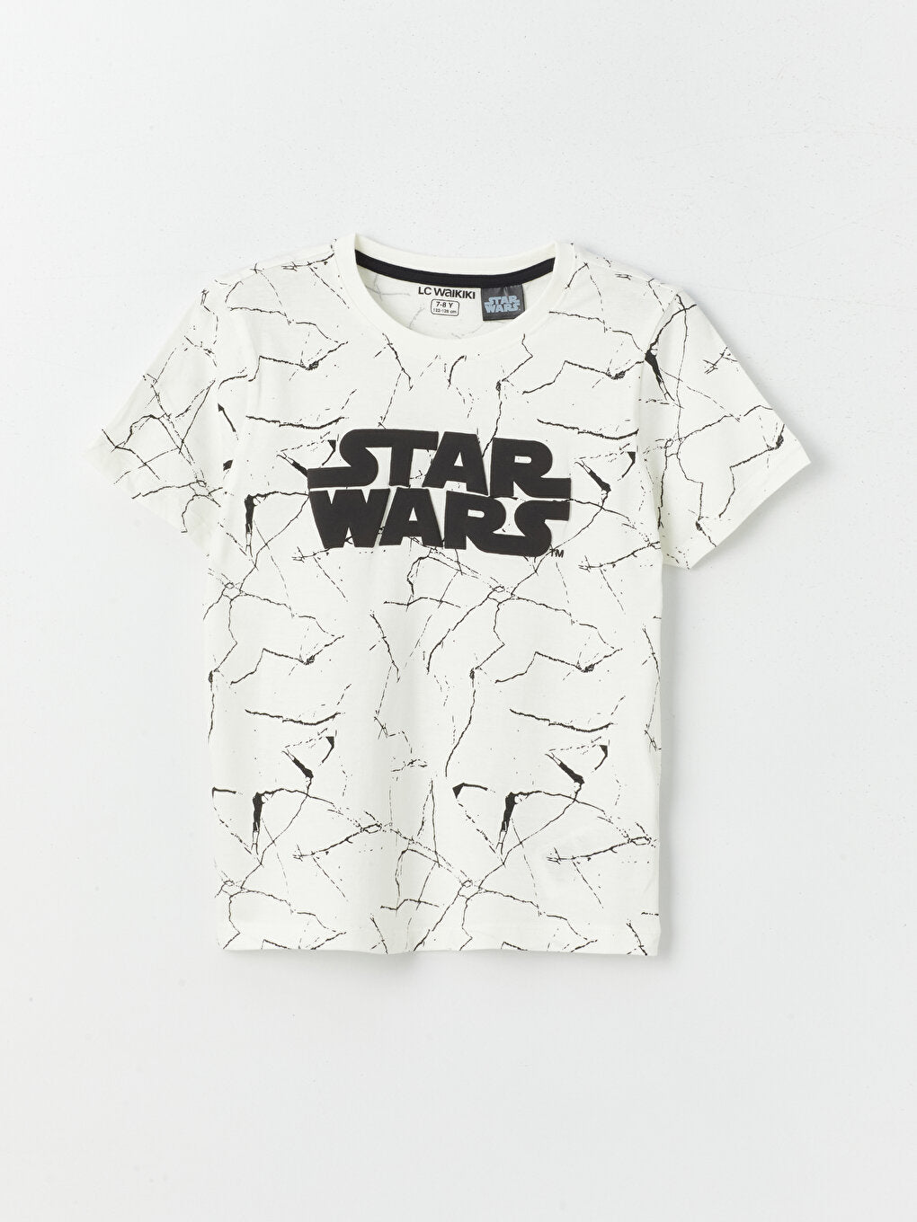 Crew Neck Star Wars Printed Short Sleeve Boy's Pajama Set with Shorts