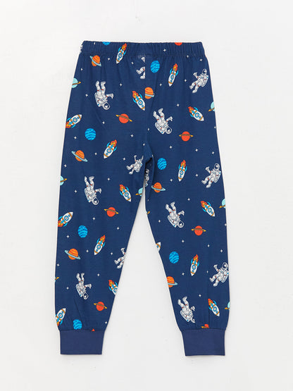 Crew Neck Printed Long Sleeve Boys' Pajama Set