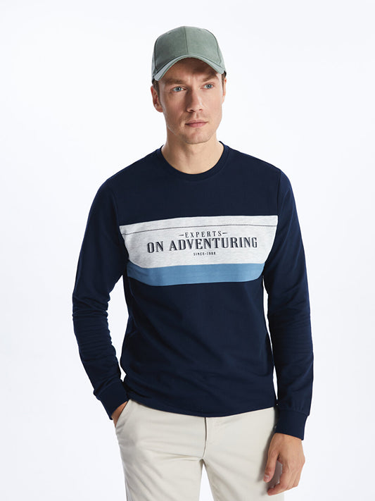 Crew Neck Long Sleeve Printed Men's Sweatshirt