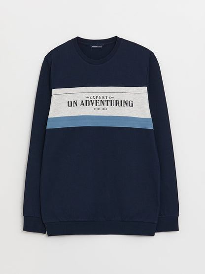 Crew Neck Long Sleeve Printed Men's Sweatshirt