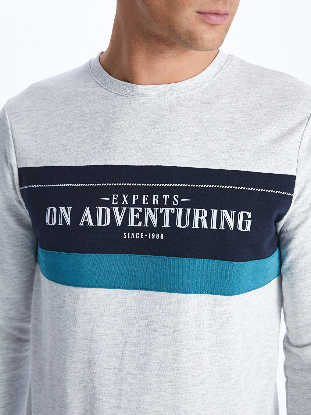 Crew Neck Long Sleeve Printed Men's Sweatshirt