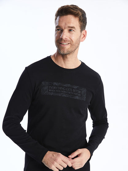 Crew Neck Long Sleeve Printed Men's Sweatshirt