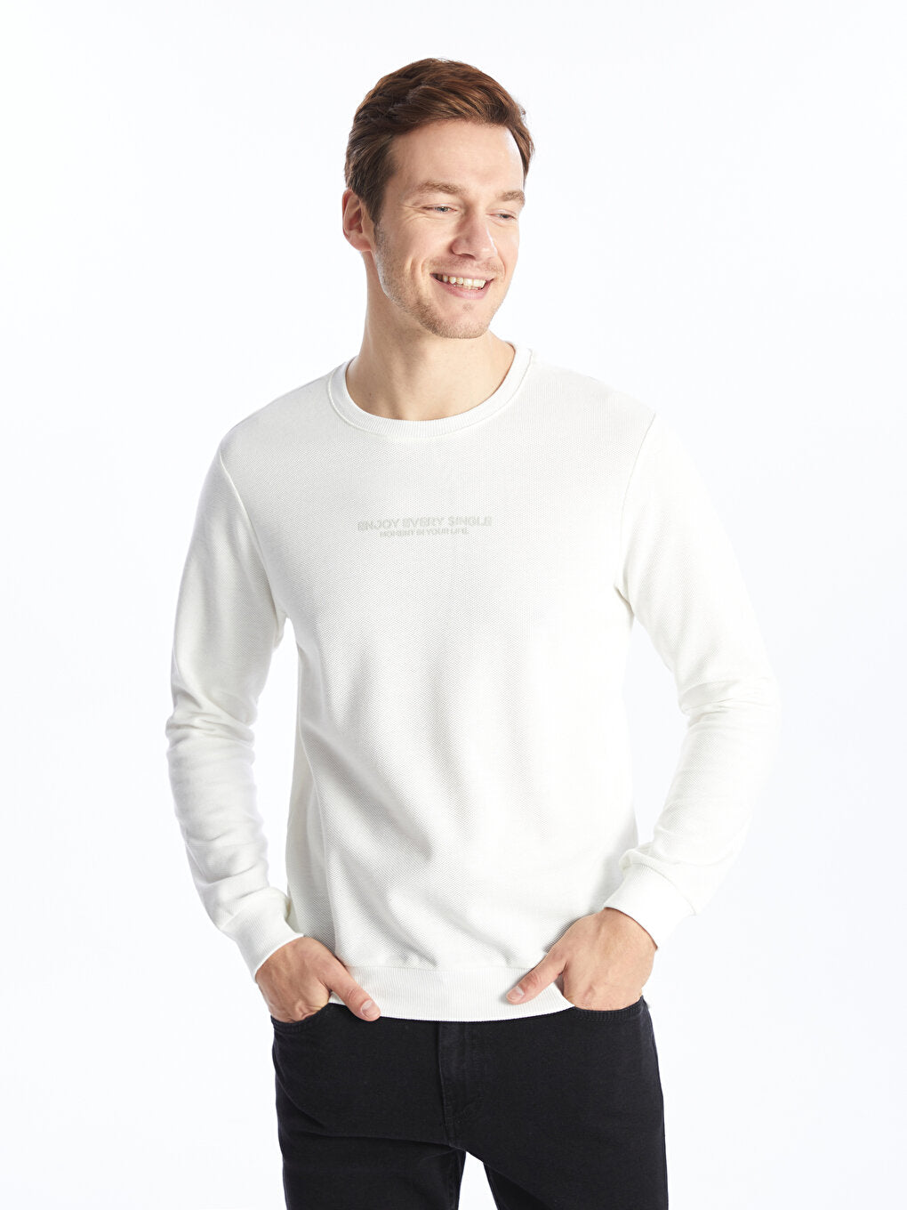 Crew Neck Long Sleeve Printed Men's Sweatshirt