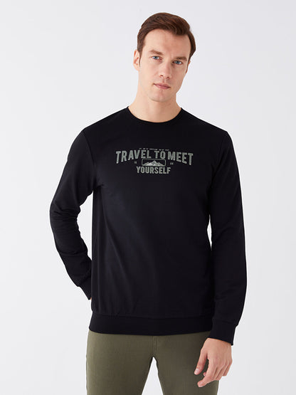 Crew Neck Long Sleeve Printed Men's Sweatshirt