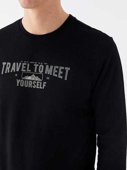 Crew Neck Long Sleeve Printed Men's Sweatshirt