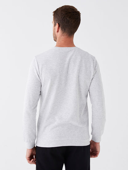 Crew Neck Long Sleeve Printed Men's Sweatshirt