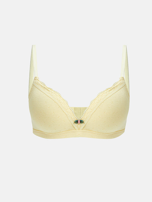 Non-Wireless Padded Bra with Lace Detail