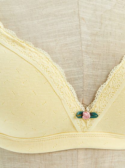 Non-Wireless Padded Bra with Lace Detail