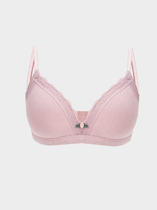 Non-Wireless Padded Bra with Lace Detail