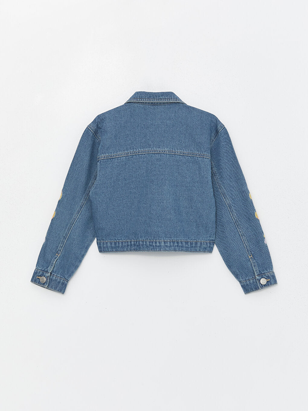 Shirt Collar Embroidered Girl's Jean Jacket