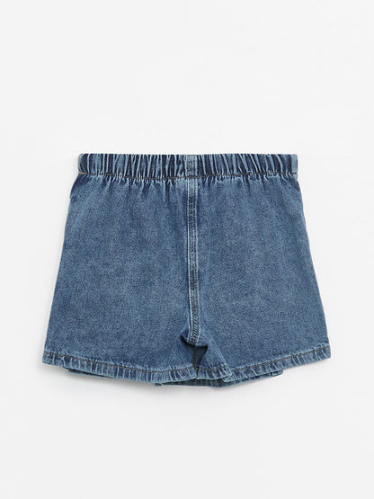 Girls' Jean Shorts Skirt with Elastic Waist