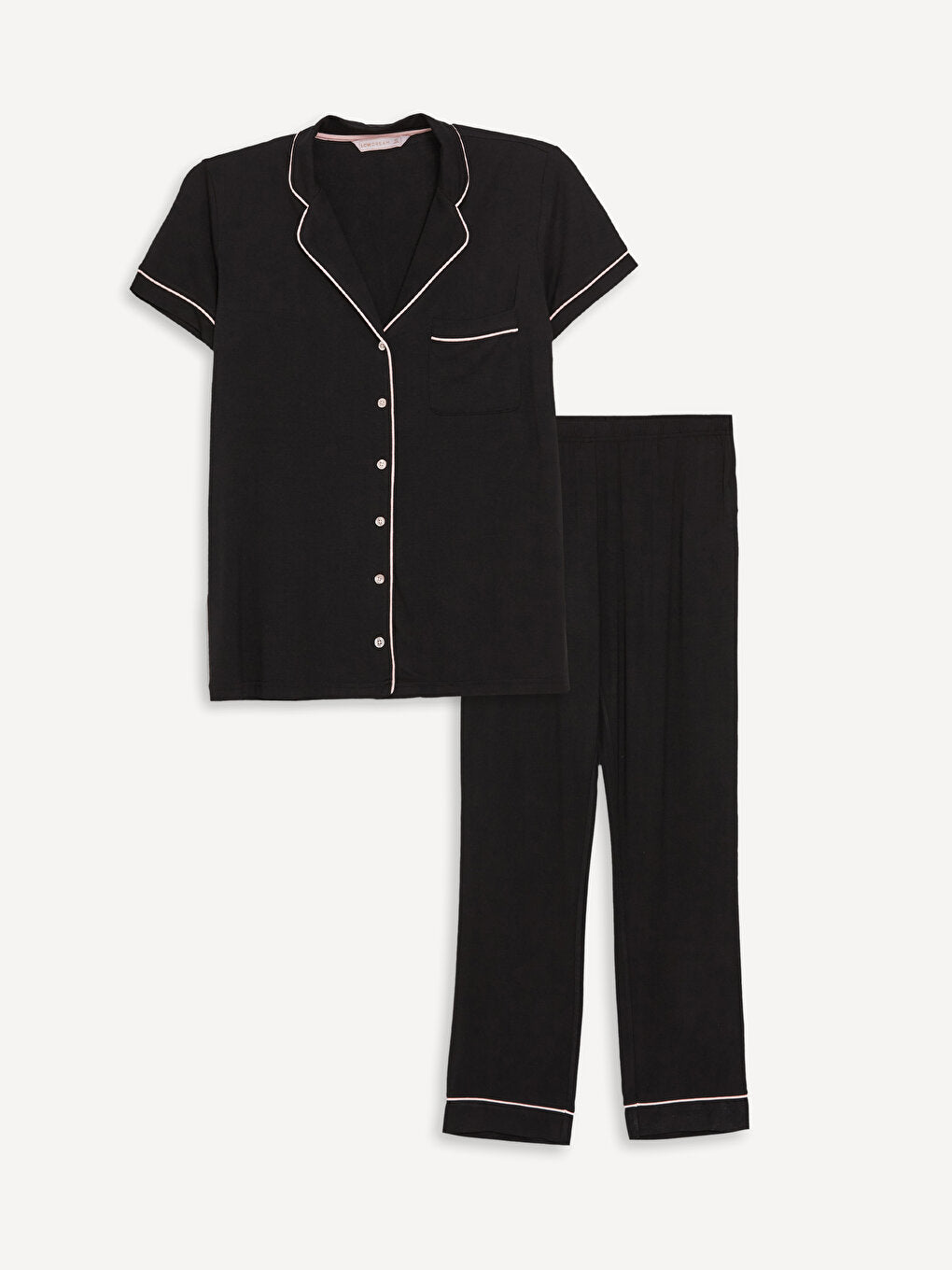 Shirt Collar Plain Short Sleeve Women's Pajama Set