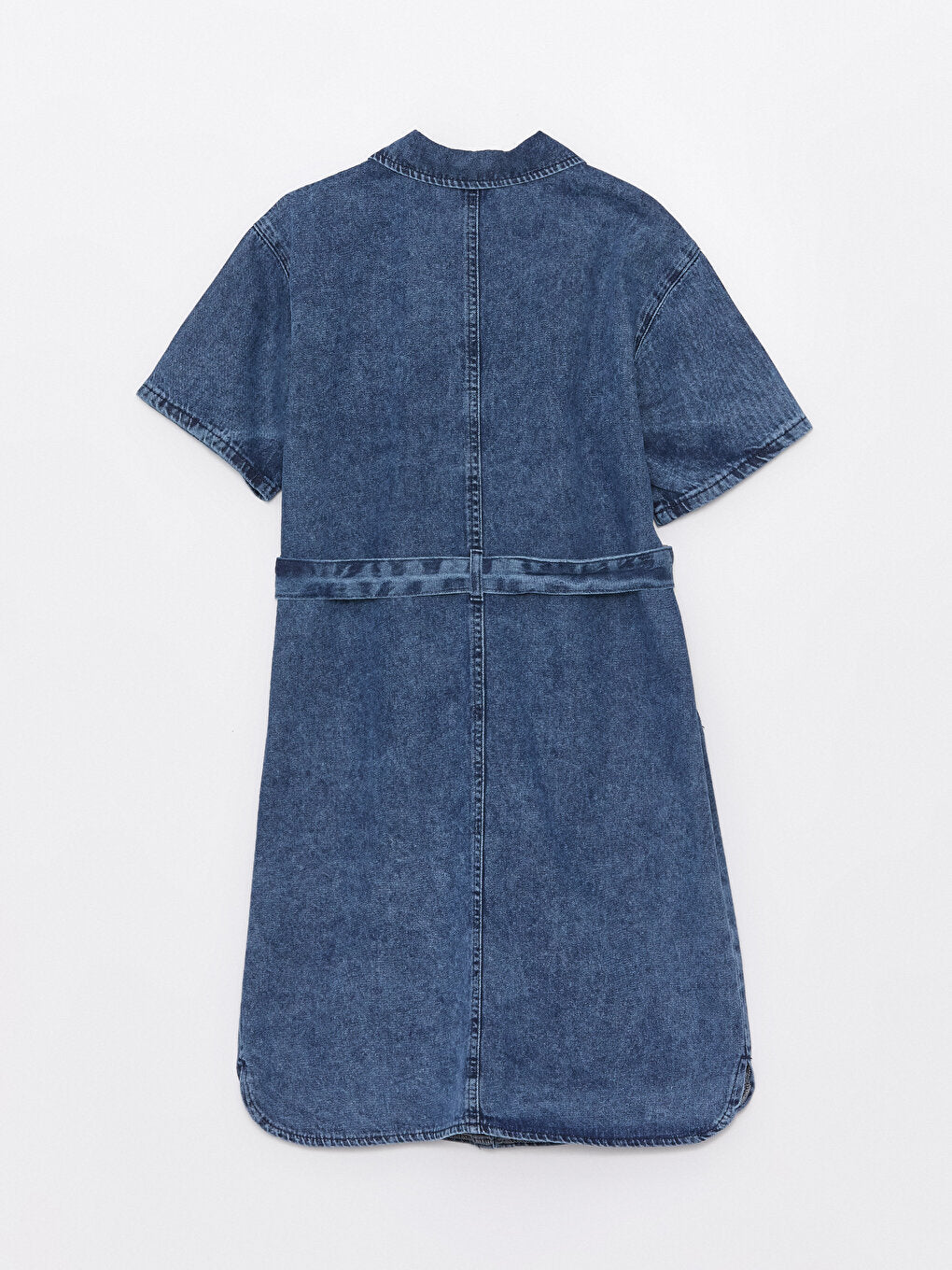 Short Sleeve Girl's Jean Shirt Dress