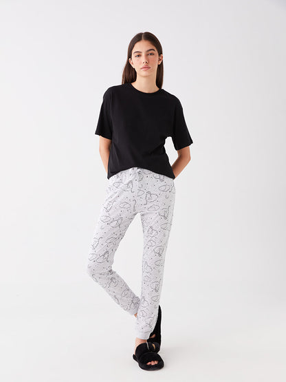 Patterned Women's Jogger Pajama Bottoms with Elastic Waist