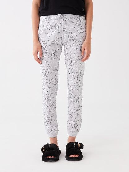 Patterned Women's Jogger Pajama Bottoms with Elastic Waist