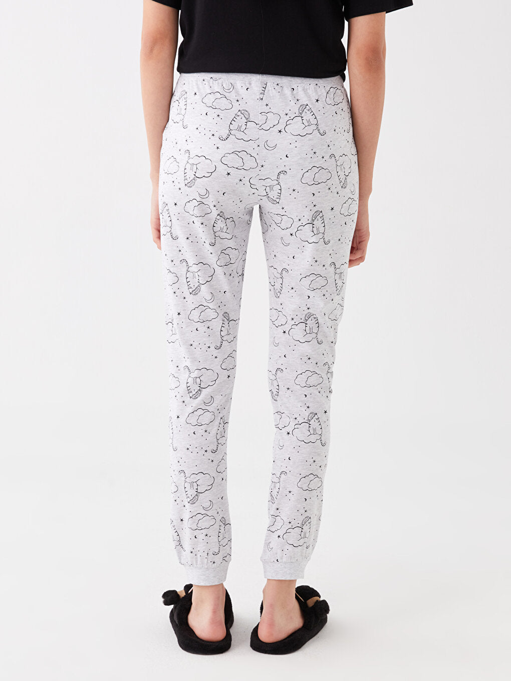 Patterned Women's Jogger Pajama Bottoms with Elastic Waist