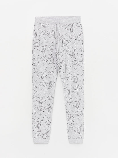 Patterned Women's Jogger Pajama Bottoms with Elastic Waist