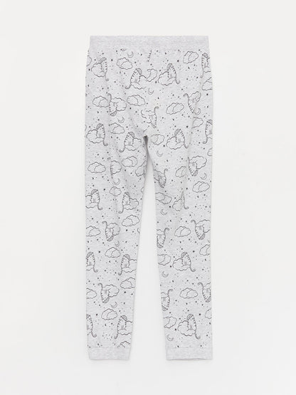 Patterned Women's Jogger Pajama Bottoms with Elastic Waist