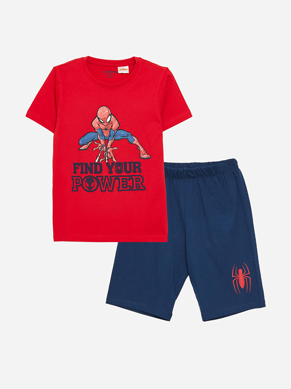 Crew Neck Spiderman Printed Short Sleeve Boy's Pajama Set with Shorts