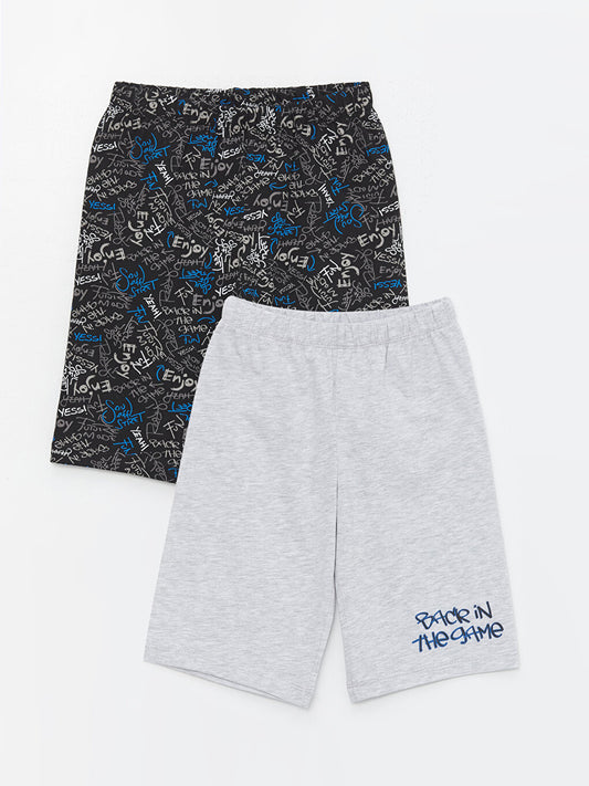 Printed Boy's Pajama Shorts with Elastic Waist, 2-pack