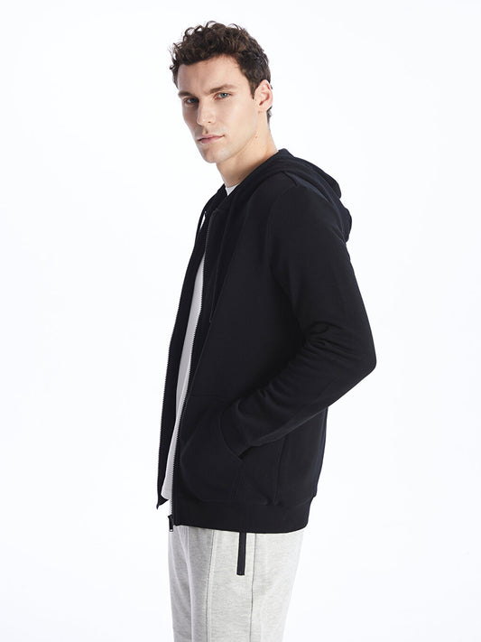 Hooded Long Sleeve Men's Zipper Sweatshirt