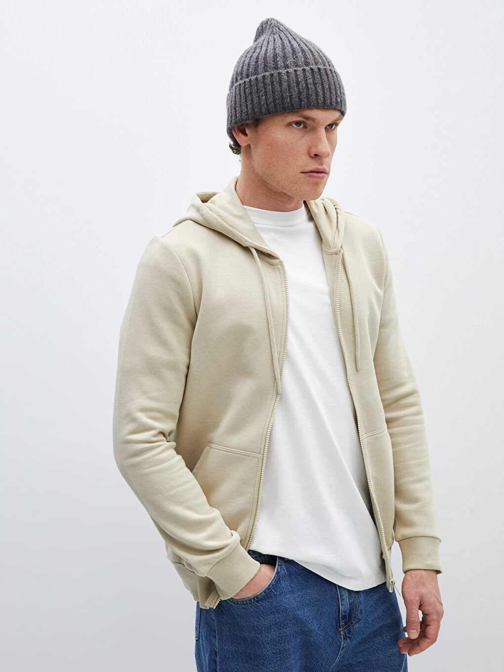 Hooded Long Sleeve Men's Zipper Sweatshirt