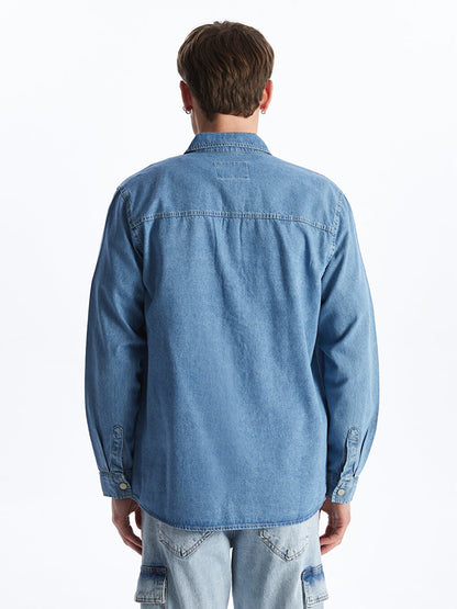 Regular Fit Long Sleeve Men's Jean Shirt