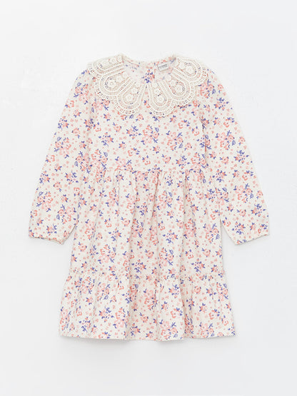 Baby Girl's Floral Collar Long Sleeve Dress