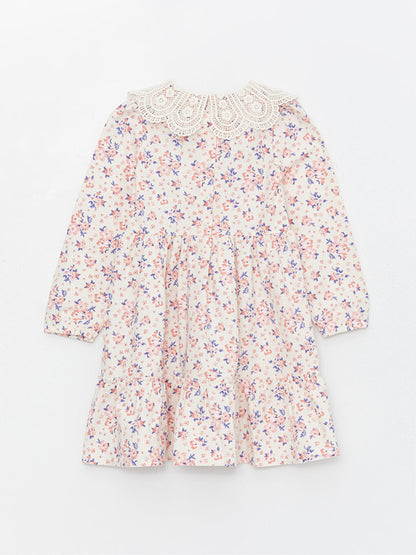 Baby Girl's Floral Collar Long Sleeve Dress