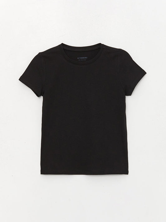 Crew Neck Basic Short Sleeve Girl's T-Shirt