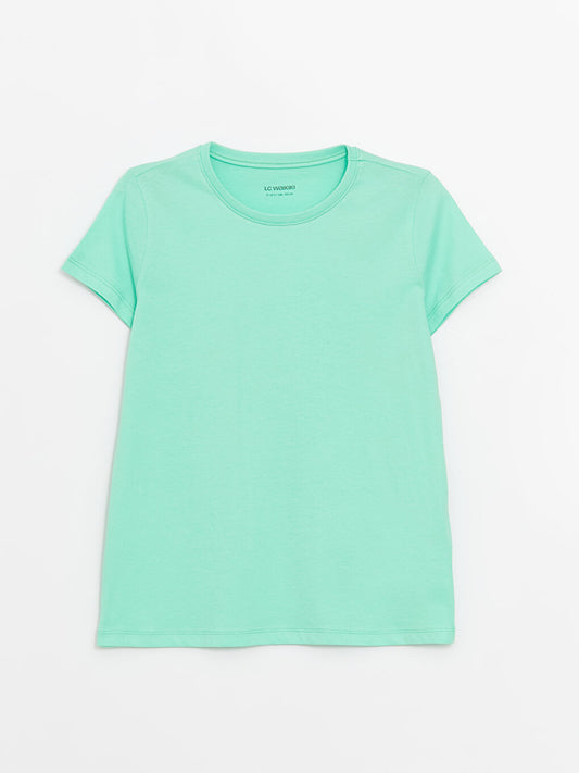 Crew Neck Basic Short Sleeve Girl's T-Shirt