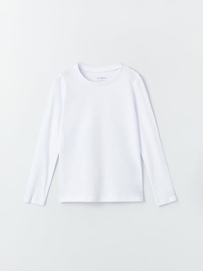 Crew Neck Basic Long Sleeve Girl's T-Shirt