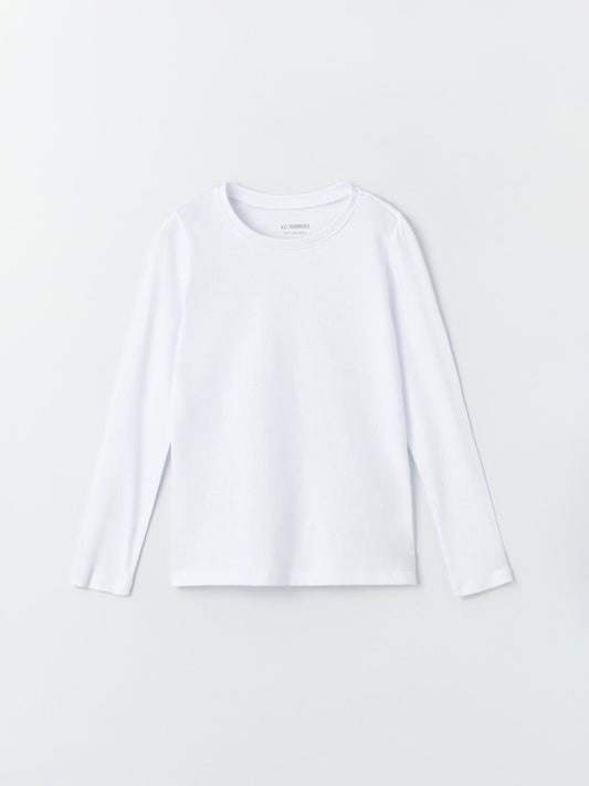 Crew Neck Basic Long Sleeve Girl's T-Shirt