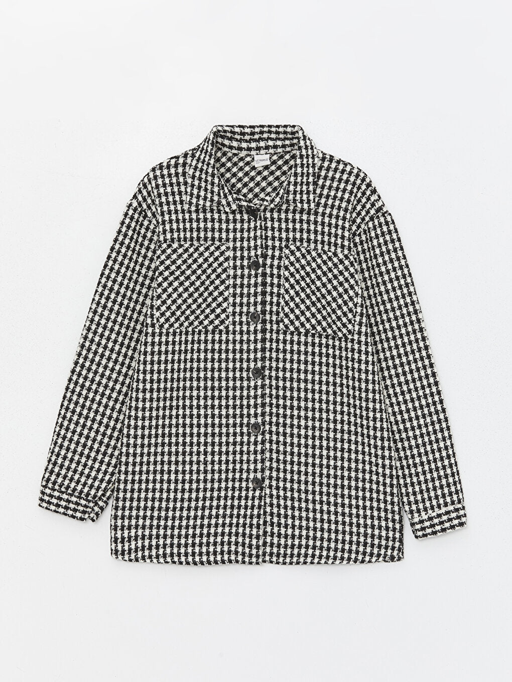 Houndstooth Patterned Long Sleeve Girls' Shirt