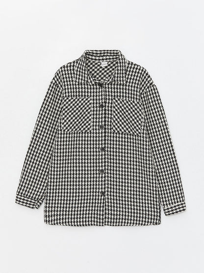 Houndstooth Patterned Long Sleeve Girls' Shirt